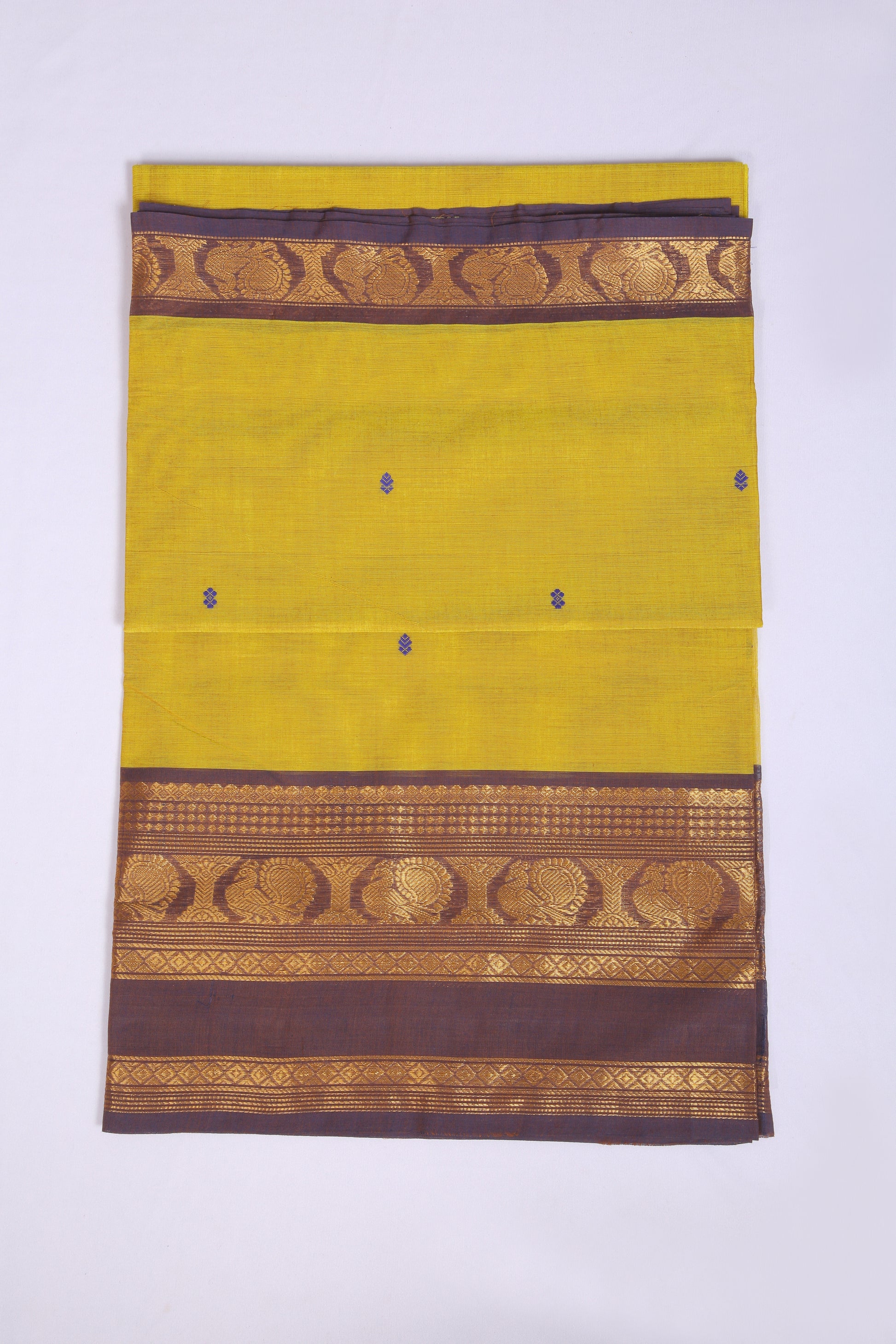 Running blouse, Pure Chettinad cotton  , 120 count  Saree,Normal wash Only , Line pallu(Munthani), With Handloom Flower buttas ,Morning-Evening Bordered Saree